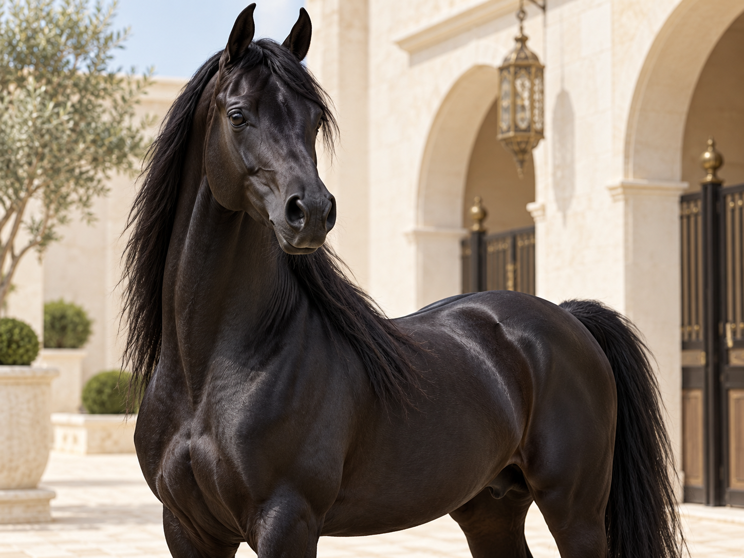 خيل عربية سوداء — صورة فنية توضيحية